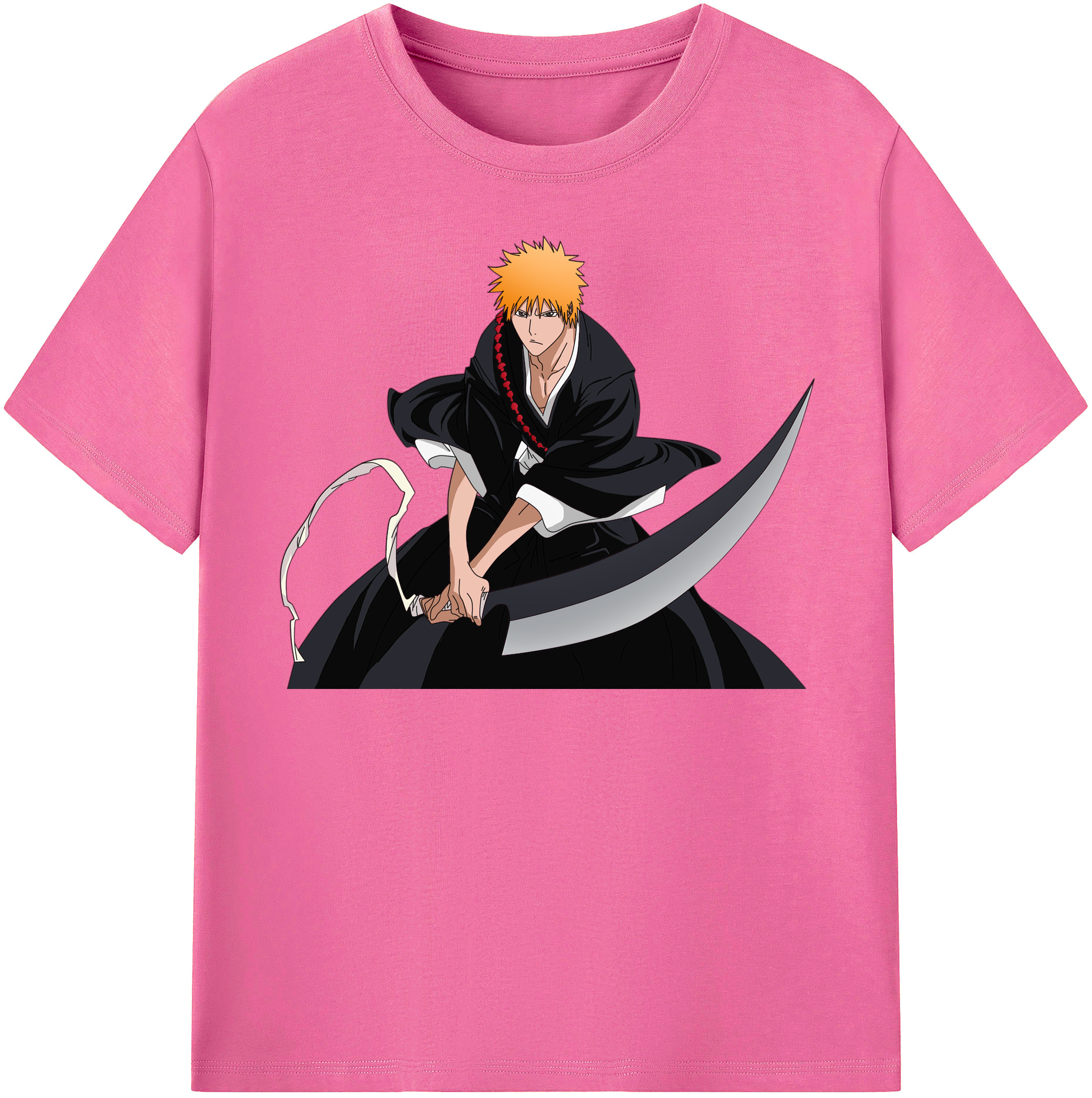 （画像用） ブリーチ 黒崎一護（くろさき いちご）BLEACH Kurosaki Ichigo レディースカジュアルプリントTシャツ（綿100％）